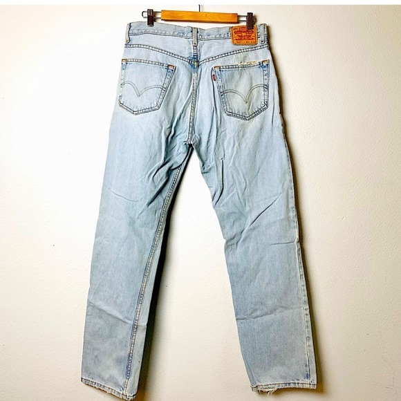 True Vintage well worn very grungy distressed light washed regular fit 34x32 90s - Picture 2 of 8